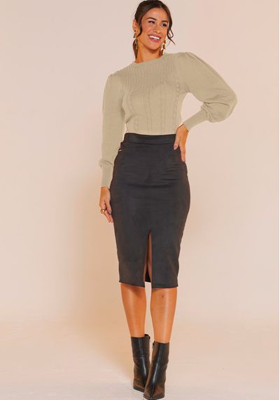 BLUSA BUFANTE PEÇA PRONTA - 9624.AREIA - RUDÉLY LOJA