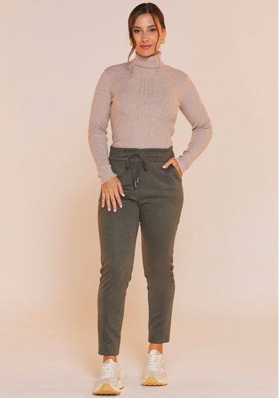 BLUSA TRICÔ GOLA ALTA - 9672.AREIA - RUDÉLY LOJA