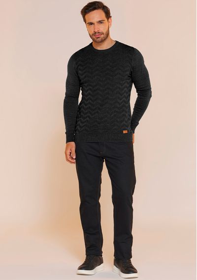 SUÉTER MASCULINO RELEVOS - 9676.PRETO MESCLA - RUDÉLY LOJA