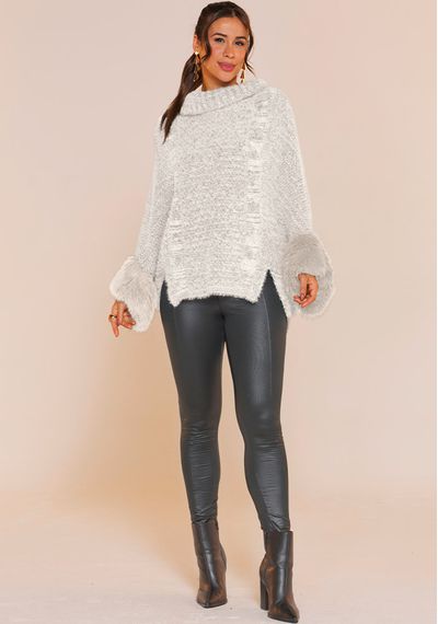 MAXI PONCHO LONDRES - 9717.OFF WHITE - RUDÉLY LOJA