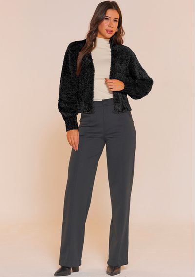 CASACO TRICÔ SOFT CURTO - 9725.PRETO - RUDÉLY LOJA