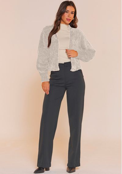 CASACO TRICÔ SOFT CURTO - 9725.OFF WHITE - RUDÉLY LOJA