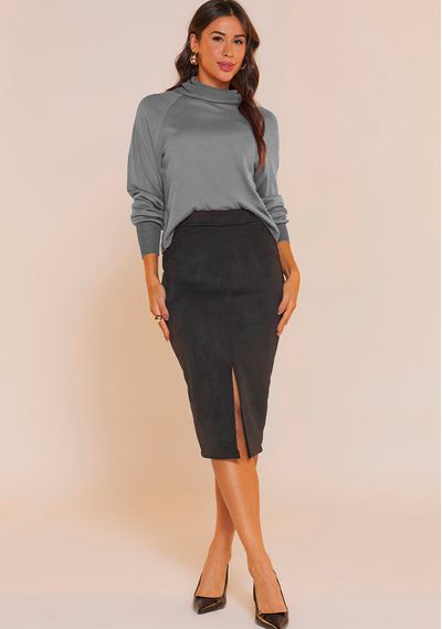 BLUSA TRICÔ AMPLA - 9753.CINZA - RUDÉLY LOJA