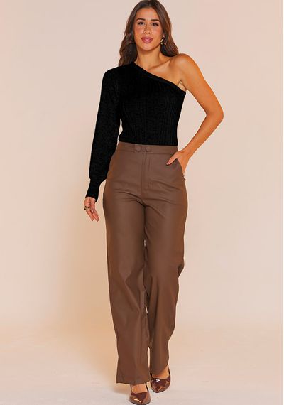 BLUSA TRICÔ OMBRO ÚNICO - 9754.PRETO - RUDÉLY LOJA