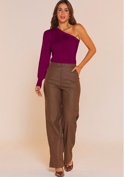 BLUSA TRICÔ OMBRO ÚNICO - 9754.ROSÉ - RUDÉLY LOJA
