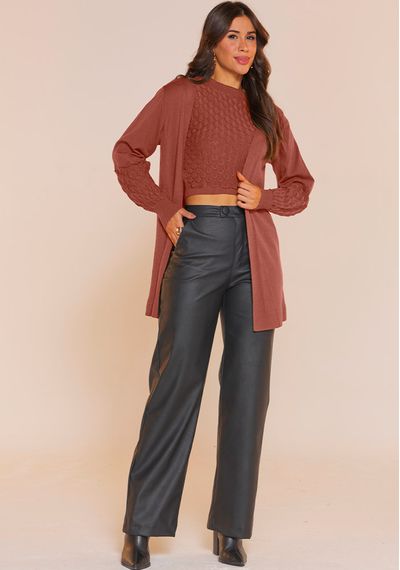 BLUSA CROPPED CAMADAS - 9757.MARROM CLARO - RUDÉLY LOJA