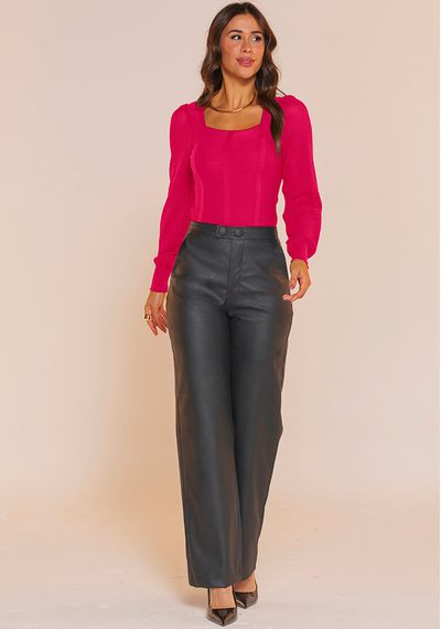 BLUSA JOLIE MANGA RENDADA - 9758.PINK - RUDÉLY LOJA