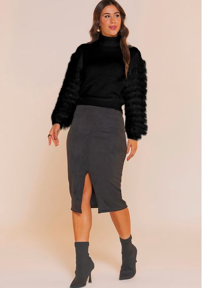 PULL FRANJA MANGA - 9765.PRETO - RUDÉLY LOJA