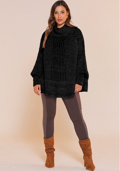 PONCHO PLUMA - 9782.PRETO - RUDÉLY LOJA