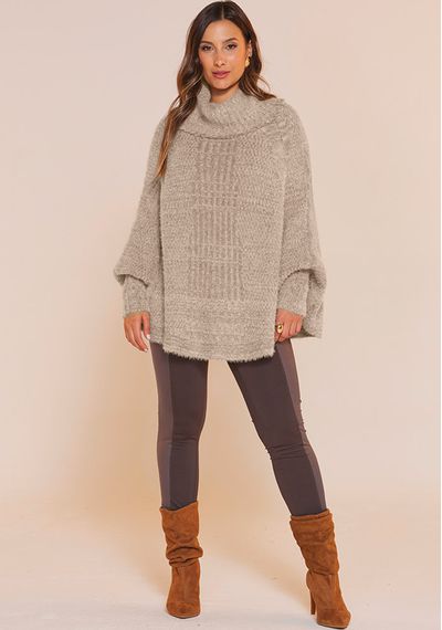 PONCHO PLUMA - 9782.BEGE - RUDÉLY LOJA