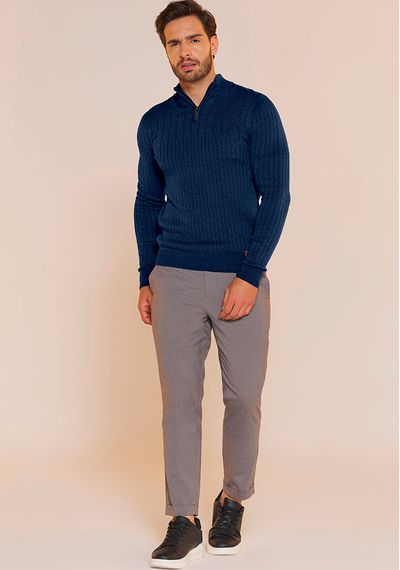 BLUSÃO MASCULINO COM ZÍPER - 9797.AZUL JEANS - RUDÉLY LOJA