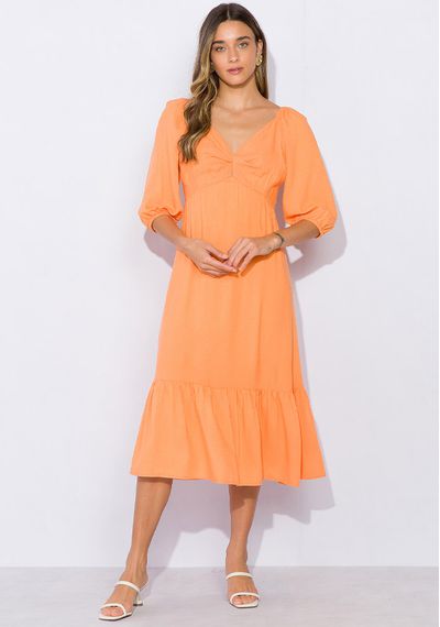 Vestido Viscose Com Torcido - 2633.TANGERINE - RUDÉLY LOJA