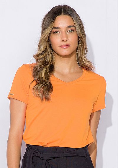 T-shirt Viscose Decote V - 8410.CORAL - RUDÉLY LOJA