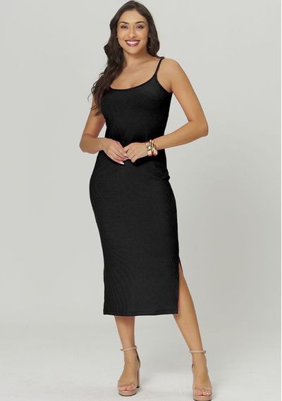 VESTIDO ALÇA CANELADO - 2649.PRETO - RUDÉLY LOJA