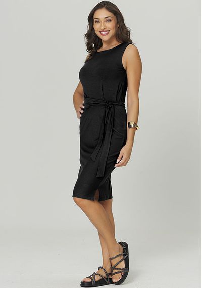 VESTIDO VISCO COM AMARRAÇÃO - 2652.PRETO - RUDÉLY LOJA