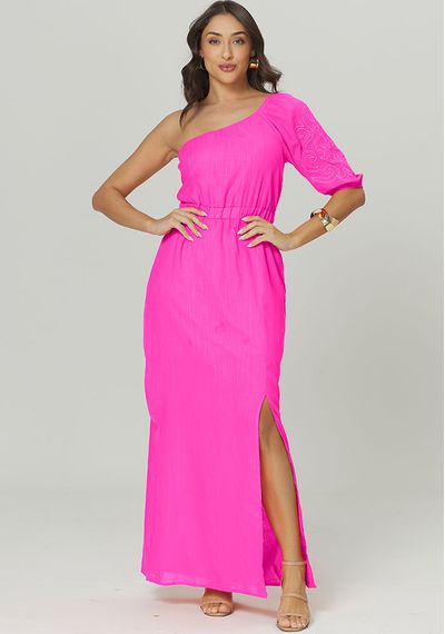VESTIDO BORDADO MANGA - 2659.PINK - RUDÉLY LOJA