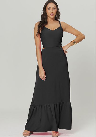 VESTIDO LONGO FLUID - 2660.PRETO - RUDÉLY LOJA