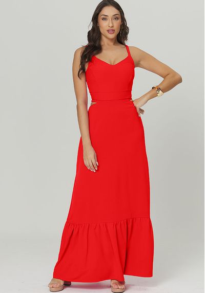 VESTIDO LONGO FLUID - 2660.MELANCIA - RUDÉLY LOJA