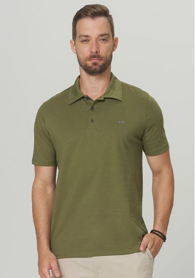POLO ALGODÃO PRIME - 3668.VERDE MILITAR - RUDÉLY LOJA