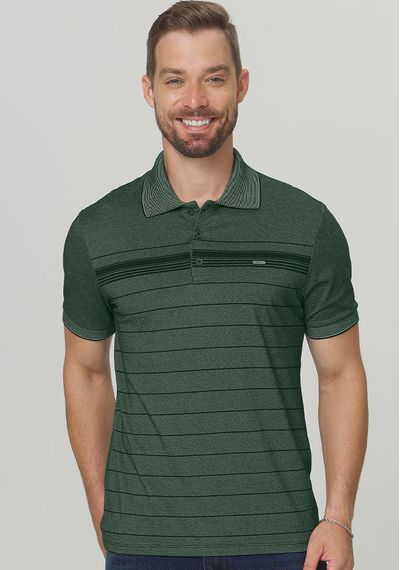 POLO MESCLA LISTRADA - 3669.VERDE MILITAR - RUDÉLY LOJA