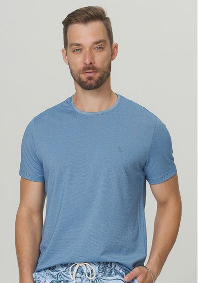 CAMISETA BASICA MESCLA - 3677.AZUL JEANS - RUDÉLY LOJA