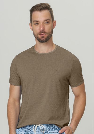 CAMISETA BASICA MESCLA - 3677.KAKI - RUDÉLY LOJA
