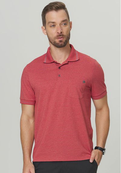 POLO BÁSICA JACQUARD - 3689.VERMELHO - RUDÉLY LOJA