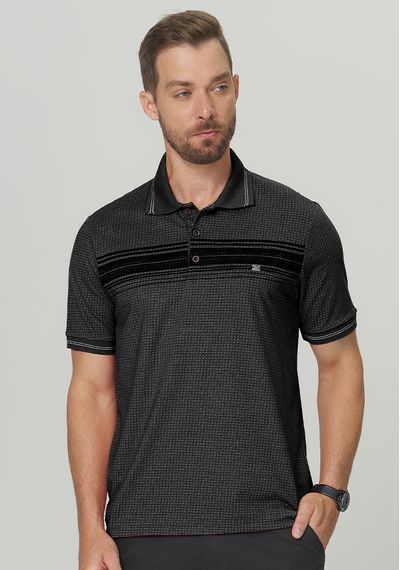 POLO JACQUARD COM ESTAMPA - 3705.PRETO - RUDÉLY LOJA