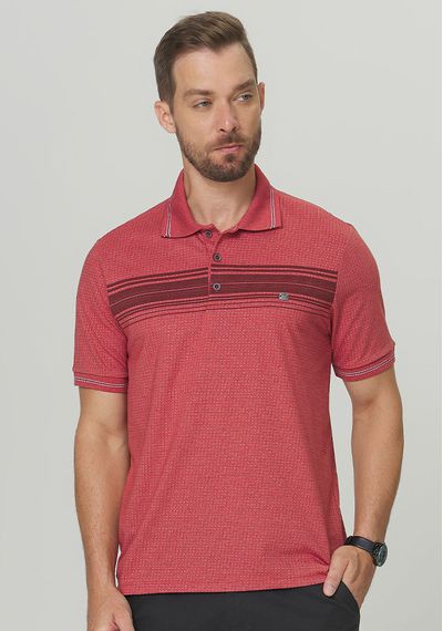 POLO JACQUARD COM ESTAMPA - 3705.VERMELHO - RUDÉLY LOJA