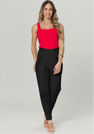 CALÇA LINHO PREGAS BARRA - 5341.PRETO - RUDÉLY LOJA