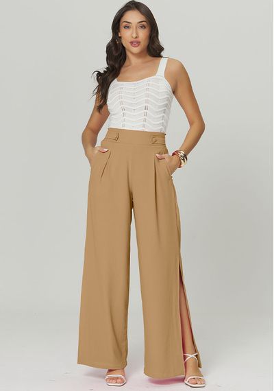 CALÇA PANTALONA FLUID - 5366.AREIA - RUDÉLY LOJA