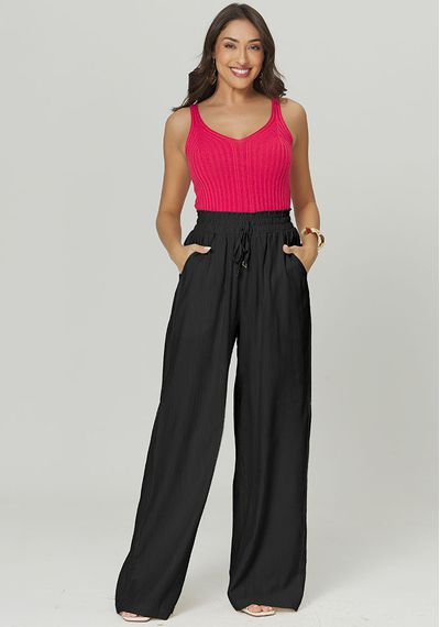 CALÇA PANTALONA ELÁSTICO CÓS - 5372.PRETO - RUDÉLY LOJA