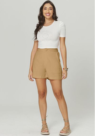 SHORT TWILL ELÁSTICO - 5381.AREIA - RUDÉLY LOJA