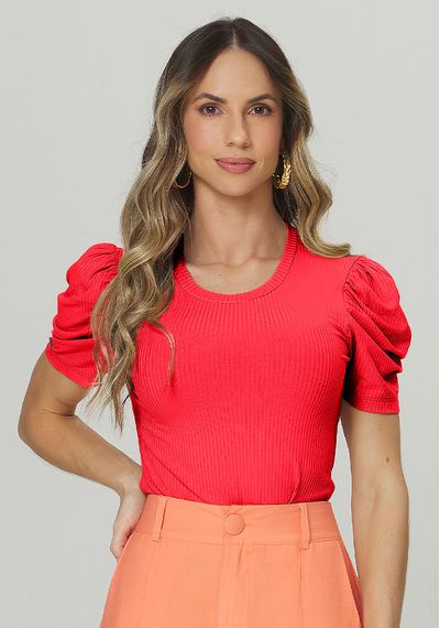 BLUSA MANGA PRINCESA CANELADA - 8618.VERMELHO - RUDÉLY LOJA