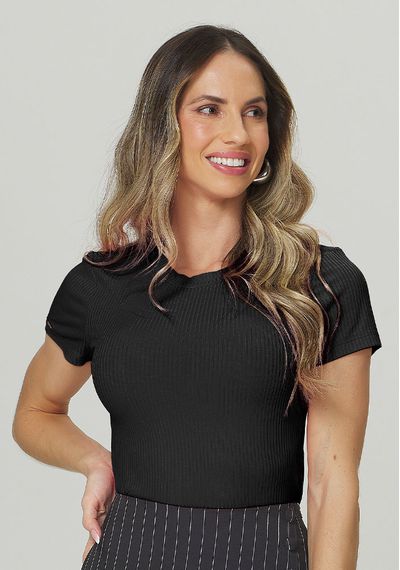CROPPED CANELADO COM MANGA - 8698.PRETO - RUDÉLY LOJA