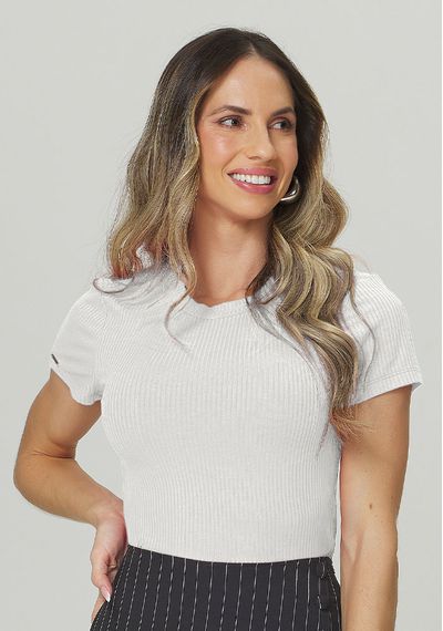 CROPPED CANELADO COM MANGA - 8698.OFF WHITE - RUDÉLY LOJA