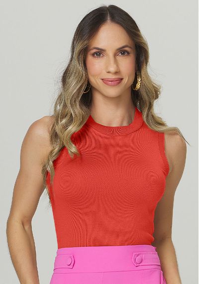 BLUSA TRICÔ MESCLA BASIC - 8715.TANGERINE - RUDÉLY LOJA