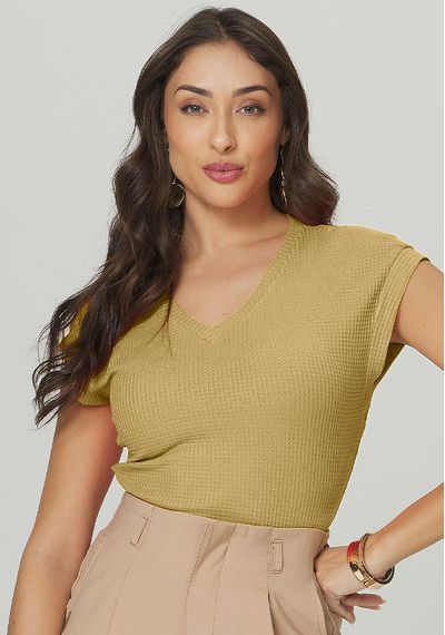 BLUSA MALHA RELEVO - 8716.PALHA - RUDÉLY LOJA