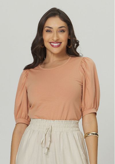 BLUSA BUFANTE - 8729.TELHA - RUDÉLY LOJA