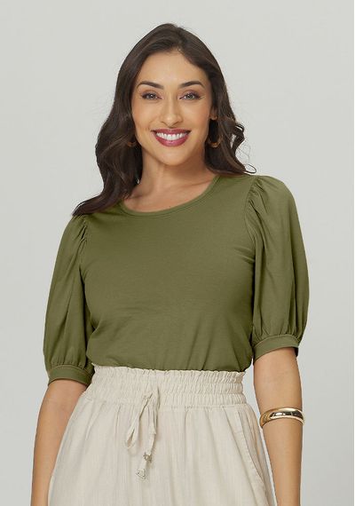 BLUSA BUFANTE - 8729.VERDE MILITAR - RUDÉLY LOJA