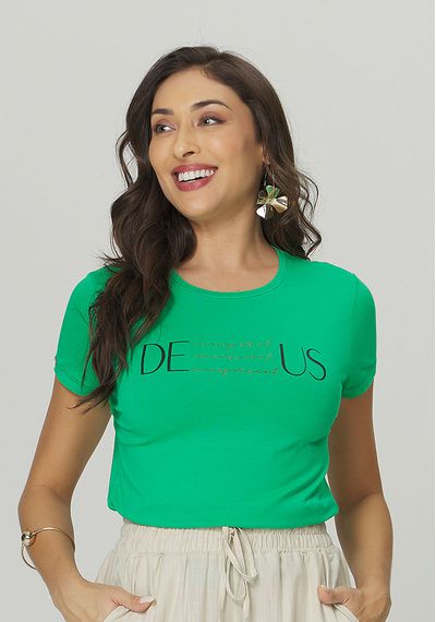 T-SHIRT ESTAMPA DEUS - 8748.VERDE - RUDÉLY LOJA