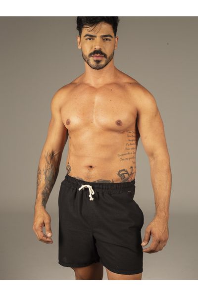 Short Linho Masculino Preto Dulk