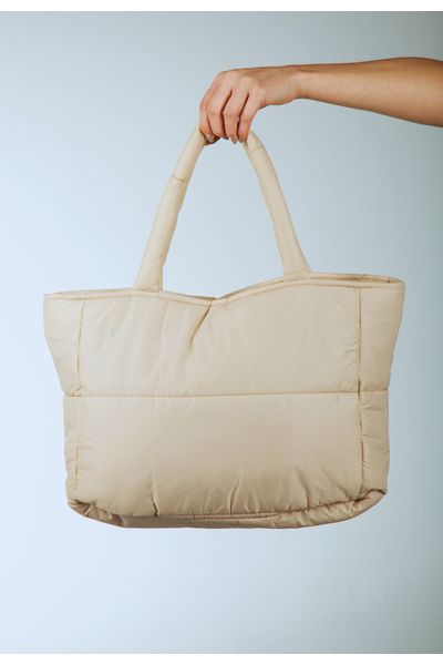 Bolsa Puffer Média Bege