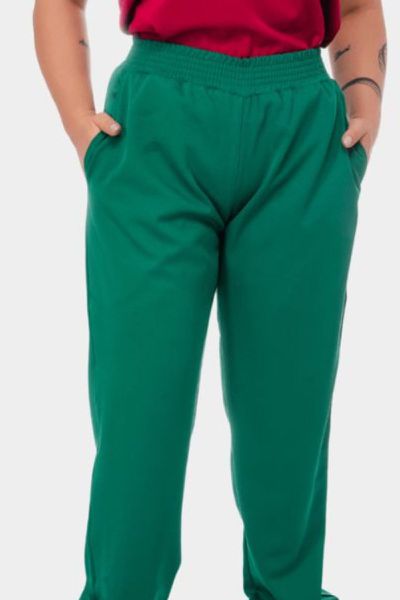 Calça Feminina Basic Bia Verde Bandeira Sem Elástico