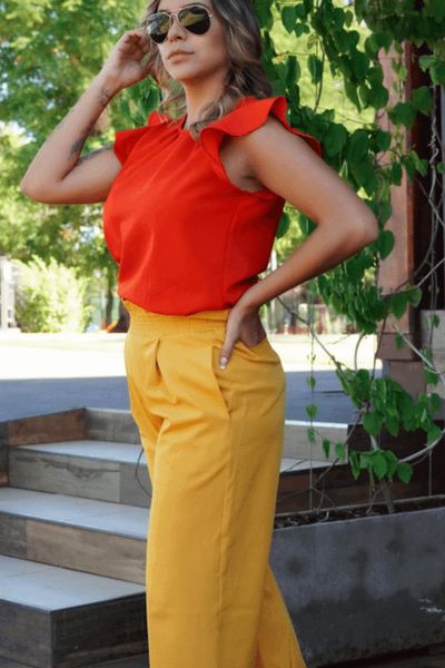 Calça deals pantacourt mostarda