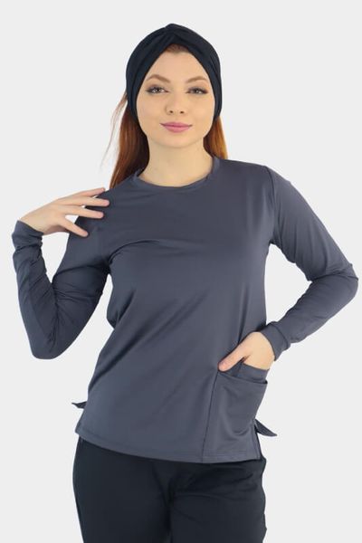 Blusa Manga Longa Cinza Em Malha Dry Confortly Scrub