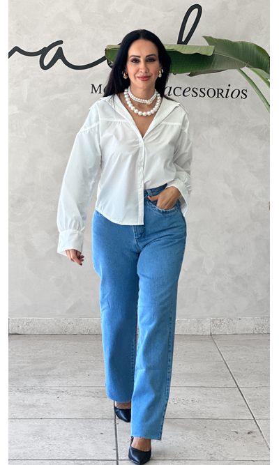 Calça Jeans Wide Leg Clássica - Azul Claro - Jack Modas, Moda Feminina e Acessórios 