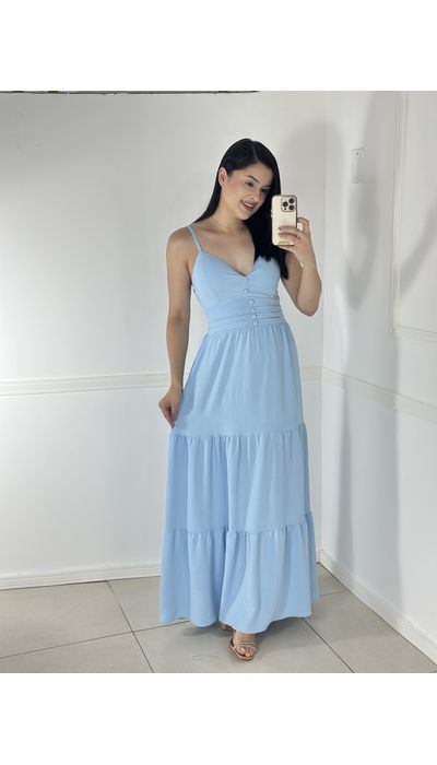 Vestido Azul - 030 - Belíssima Moda Evangélica