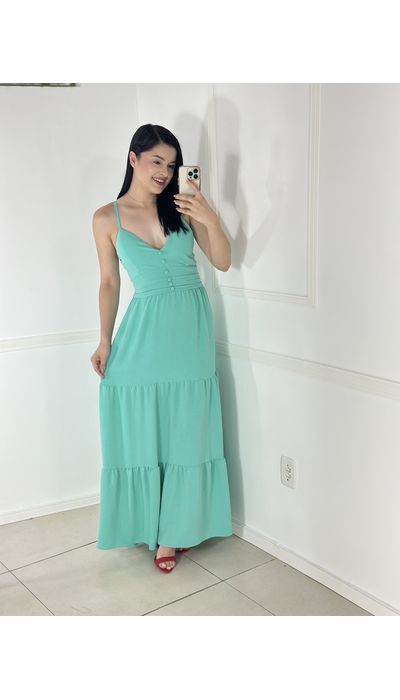 Vestido Verde - 031 - Belíssima Moda Evangélica