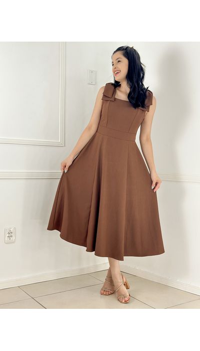 Vestido Aurora Marron - 001 - Belíssima Moda Evangélica